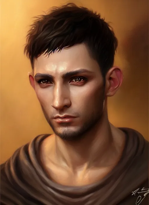 Image similar to a _ fantasy _ style _ portrait _ painting _ of light brown argentinian male short black hair defined chiseled facial features face big ears, rpg dnd oil _ painting _ unreal _ 5 _ daz. _ rpg _ portrait _ extremely _ detailed _ artgerm _ greg _ rutkowski _ greg