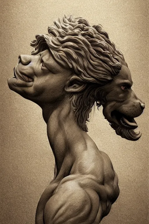 Image similar to Dog as a god, detailed face, statue, gorgeous, Delicate and intricate borders for decoration, amazing, flowing hair, muscular, fit, very muscular male body, crepuscular ray, intricate, highly detailed, 8K, digital painting, artstation, concept art, sharp focus, over-shoulder shot, illustration, art by greg rutkowski beeple and alphonse mucha