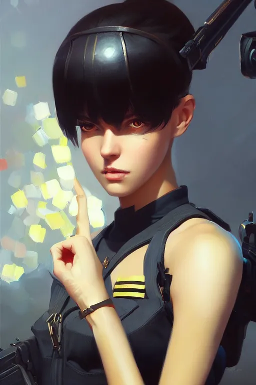 Prompt: a ultradetailed beautiful panting of a stylish swat woman, oil painting, by ilya kuvshinov, greg rutkowski and makoto shinkai, trending on artstation