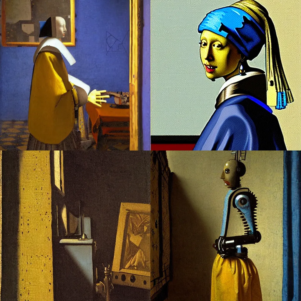 Prompt: a robot drawn by Johannes Vermeer
