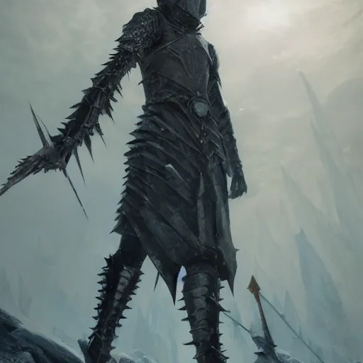 Image similar to cold portrait of pointy ice spikes rising from the ground, ice spikes in bodies of knights, epic fantasy style, in the style of greg rutkowski, trending on artstation, unreal engine, octane render