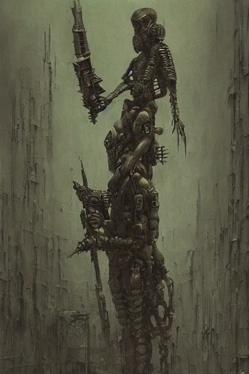 Image similar to warhammer 4 0 k cyberpunk cultist by beksinski, high detail hyperrealistic