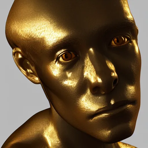 Image similar to portrait of anatomy gold statue reflect chrome, 8 k uhd, unreal engine, octane render in the artstyle of finnian macmanus, john park and greg rutkowski