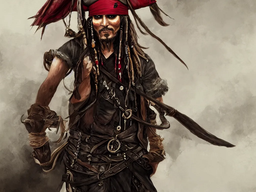 Image similar to pirate bae, trending on artstation, cover page, pirate bay