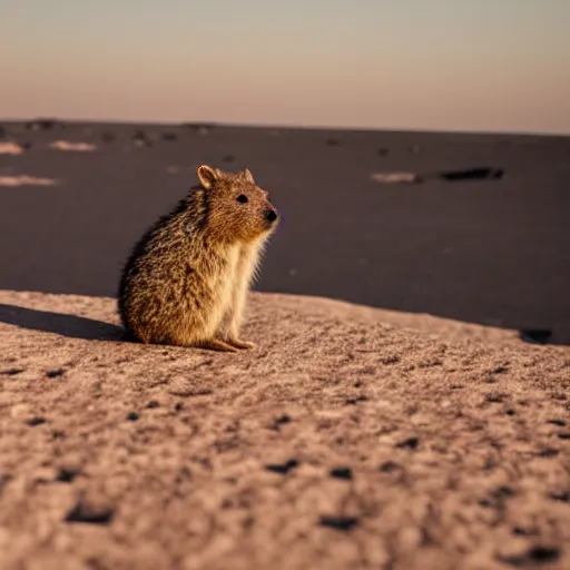 Prompt: an quokka on the surface of the moon, 🌕, canon eos r 3, f / 1. 4, iso 2 0 0, 1 / 1 6 0 s, 8 k, raw, unedited, symmetrical balance, wide angle