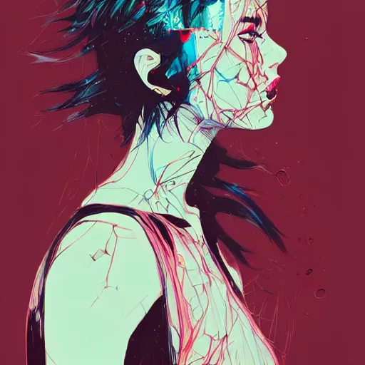 Prompt: a portrait of a character in a scenic environment by conrad roset, hyperdetailed, cyberpunk, cool, cybernetically enhanced, trending on artstation