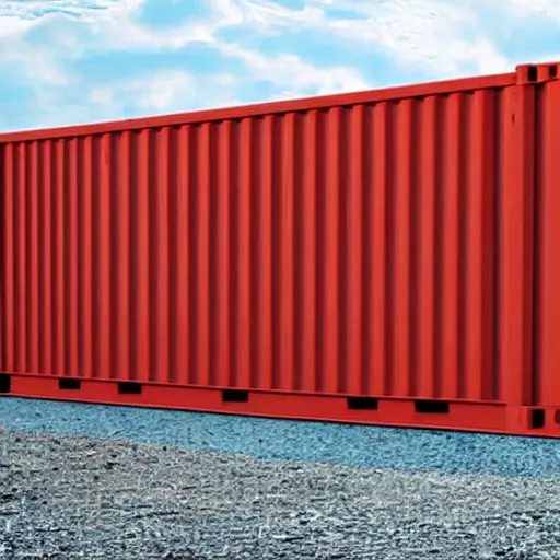 Image similar to photograph of a shipping container tyrannosaurus rex in a freight yard