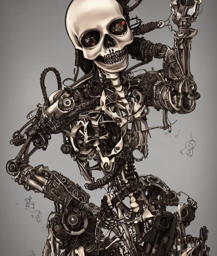 Image similar to Steampunk cyborg skeleton girl, artstation trending, highly detailded