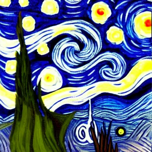 Image similar to a starry night in the style of deVinchi