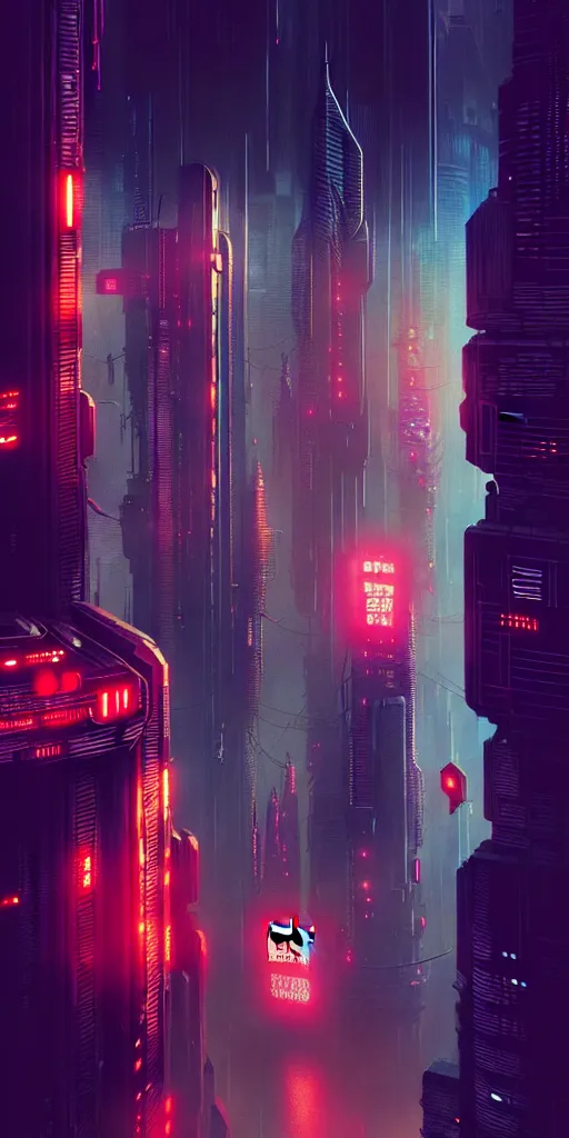 Image similar to epic cyberpunk cityscape : : blade runner, james guilleard, beeple, laurie greasley, dan mcpharlin : : ornate, dynamic, particulate, rich colors, intricate, elegant, highly detailed, centered, artstation, smooth, sharp focus, octane render, 3 d