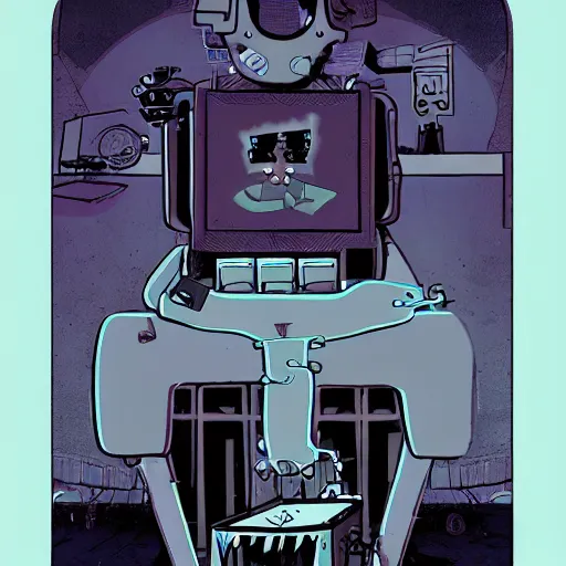 Prompt: nightmare trapped in the machine by rob sheridan and jerod scott and lance weiler