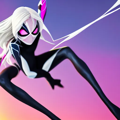 Prompt: photo of a beautiful spidergwen, highly detailed, 4k, HDR, smooth, sharp focus, hyper realistic, high resolution, photo-realistic