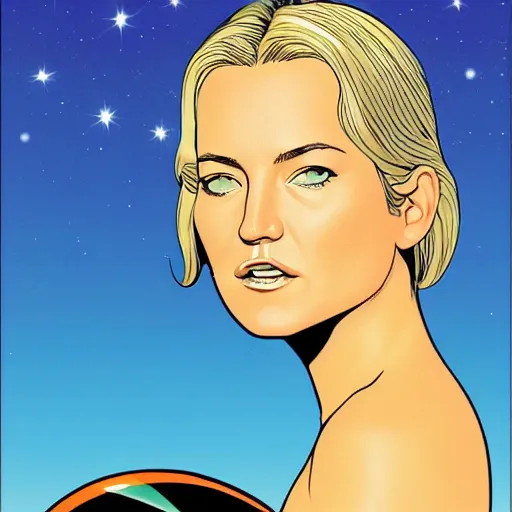 Image similar to kate hudson retro minimalist portrait by jean giraud, moebius starwatcher comic, 8 k