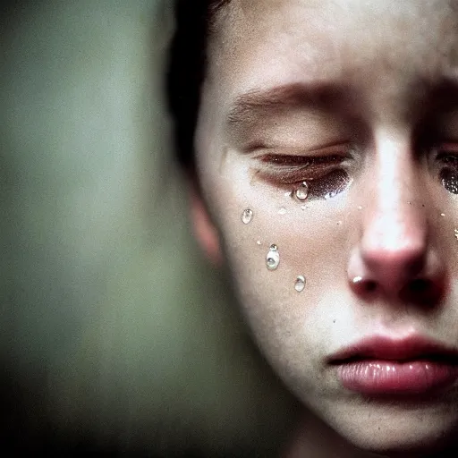 Prompt: portrait photography of women with tears in eyes by annie leibovitz, deep emotions, perfect facial symmetry, dim volumetric cinematic lighting, 8 k, post - processing, extremely hyper - detailed, intricate, epic composition, masterpiece, stunning,