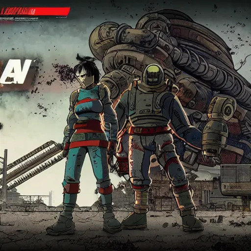 Image similar to ingame gameplay of a post-apocalyptic cyberpunk grimdark FPS video game in the style of akira toriyama in the style of fallout detailed realistic HD 8k High Resolution