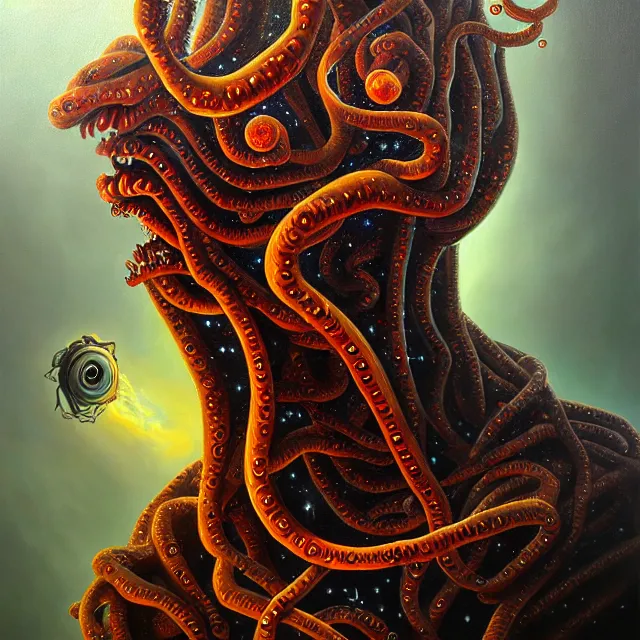 Image similar to an oil on canvas portrait painting, polycount, surrealism, surrealist, lovecraftian, cosmic horror, high detail