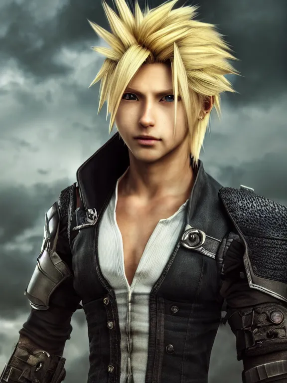 Prompt: portrait art of cloud strife 8 k ultra realistic, lens flare, atmosphere, glow, detailed, intricate, full of colour, cinematic lighting, trending on artstation, 4 k, hyperrealistic, focused, extreme details, unreal engine 5, cinematic, masterpiece