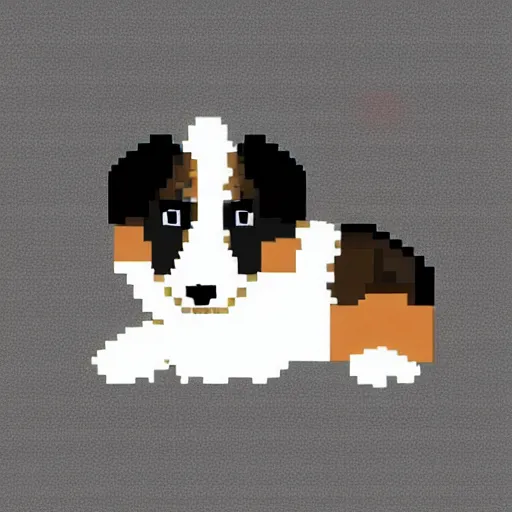 Prompt: cute collie puppy, pixelart