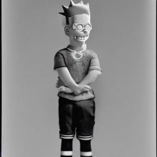 Image similar to a highly detailed photograph of Bart Simpson as a real human boy