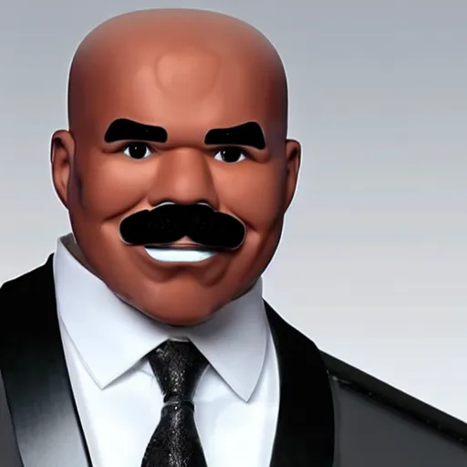 Prompt: robot that looks like steve harvey, realistic, clean, detailed