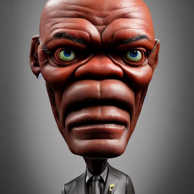 Image similar to bizarre fruit figurine that looks just like samuel l jackson by naoto hattori 8 k, fruit eyes, fruit world, beautiful intricate painting, hyper realistic, octane render