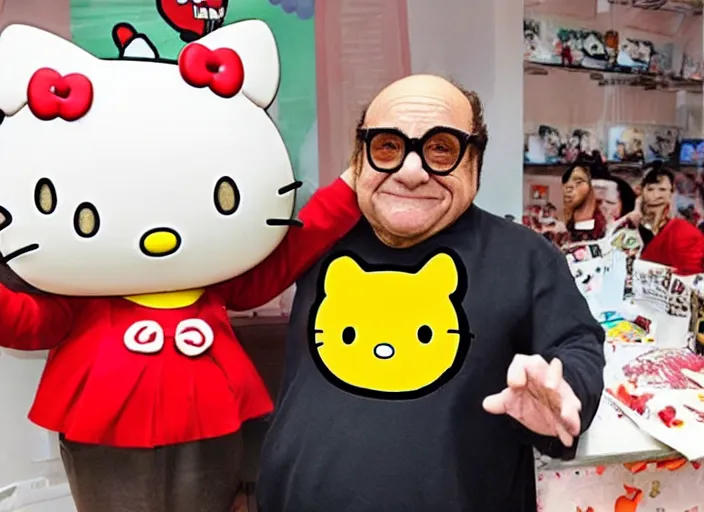 Prompt: danny devito hello kitty