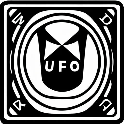 Image similar to logo of a Ufo manufactureur black and white, white background, vectorart, svg