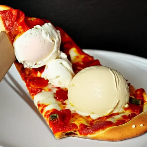 Image similar to pizza with ice cream on it