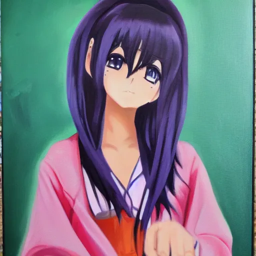 Prompt: oil painting of an anime girl, brush strokes