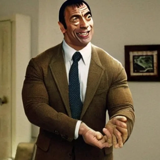 Image similar to Mr. Bean as Dwayne The Rock Johnson