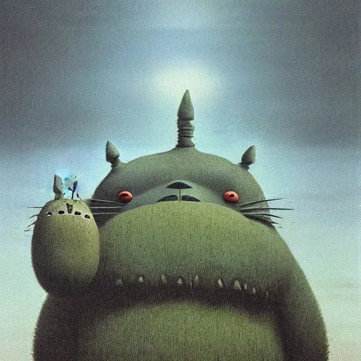 Prompt: totoro made by zdzisław beksinski