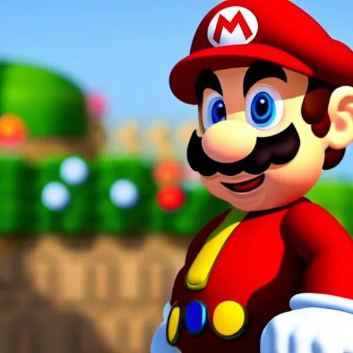 Prompt: a detailed 8 k photo of real life mario staring intently