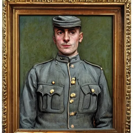 Image similar to portrait still of a ww 1 army surgeon, art style by millais,
