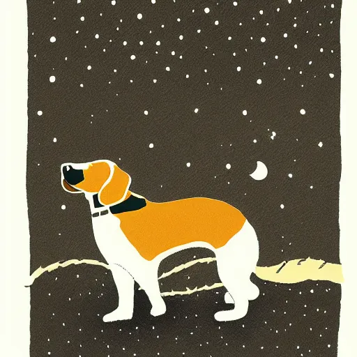 Prompt: illustration of dog in the night