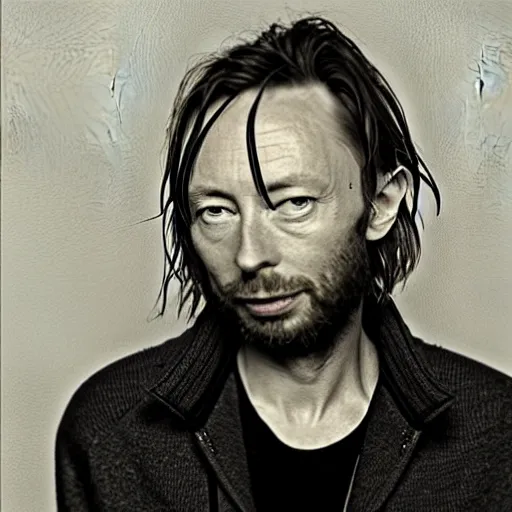 Image similar to thom yorke floating in space