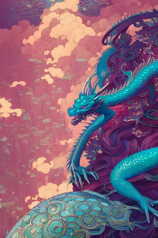 Prompt: a beautiful hyperdetailed character design 4 k wallpaper illustration of cyan dragon victo ngai, from china, style of studio ghibli, makoto shinkai, raphael lacoste, louis comfort tiffany, artgerm, xision, james jean, ross tran, chinese style