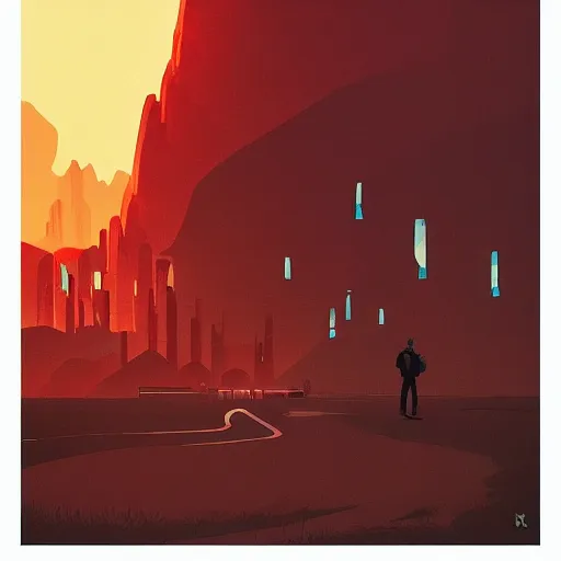 Image similar to The end of the end, Animation printed poster , Artwork by James Gilleard, cinematic composition, trending