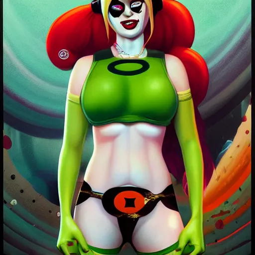 Image similar to lofi portrait of harley quinn as shehulk, pixar style, by tristan eaton stanley artgerm and tom bagshaw.