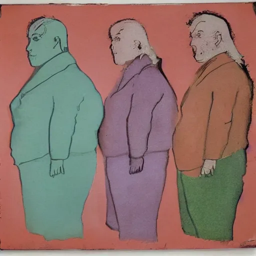 Image similar to portrait of fat man by andy warhol