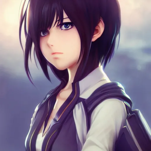 Prompt: anime mikasa ackerman, bokeh, beautiful face!!!!, 2 7 years old, sharp focus, cg animation, lifelike, animated, realistic, character select portrait, by artgerm, greg rutkowski, alphonse mucha, 3 d