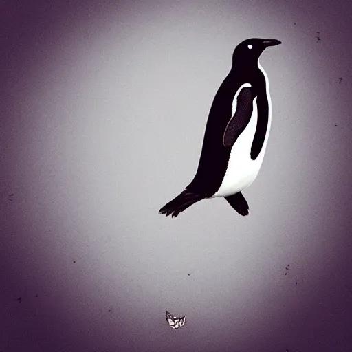 Image similar to “Penguin flying on a rocket, digital art, award winning”