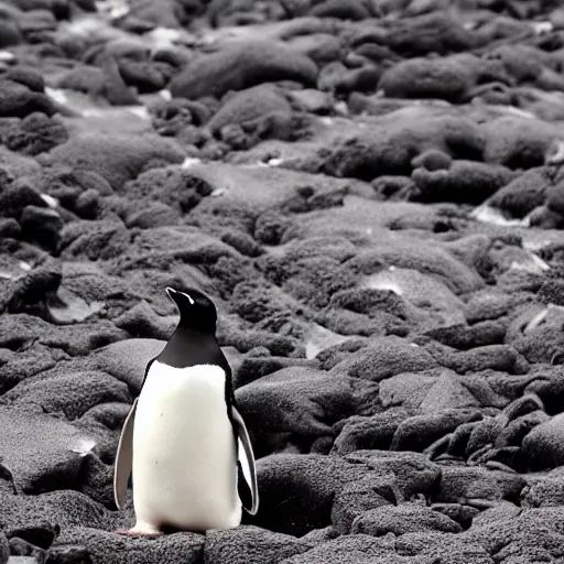 Prompt: penguin on lava.