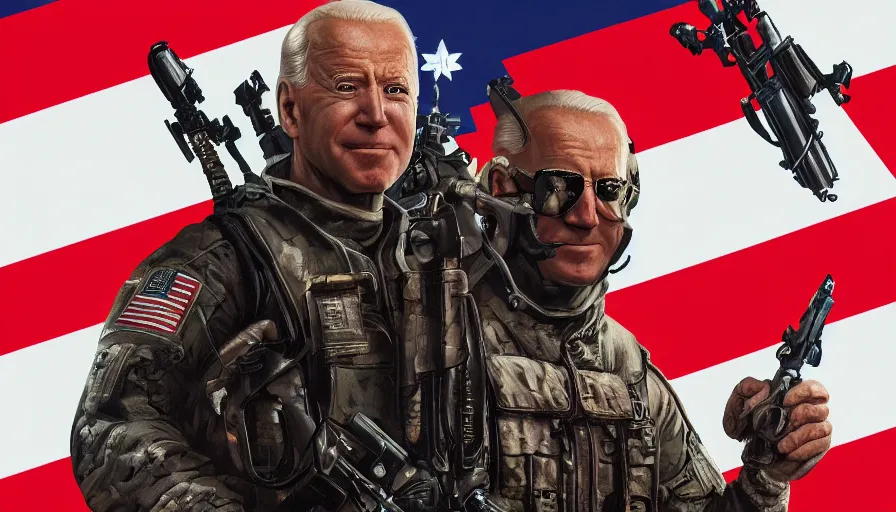 Image similar to joe biden is gi joe, billboard image, hyperdetailed, artstation, cgsociety, 8 k