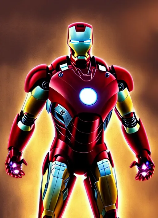 Prompt: iron man in armor h. p. lovecraft style, crazy background, digital art, super realism, high quality, high detail,