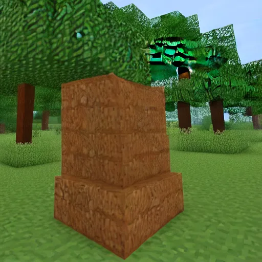 Prompt: Chopping a tree in Minecraft
