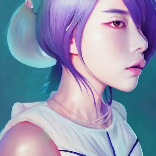 Image similar to a beautiful young korean kpop star billie eilish lucy liu alluring instagram model in elaborate latex tank top, jrpg tank top made from latex demon faces, by guweiz and wlop and ilya kuvshinov and artgerm and, aesthetic, gorgeous, stunning, alluring, attractive, artstation, deviantart, pinterest, digital art