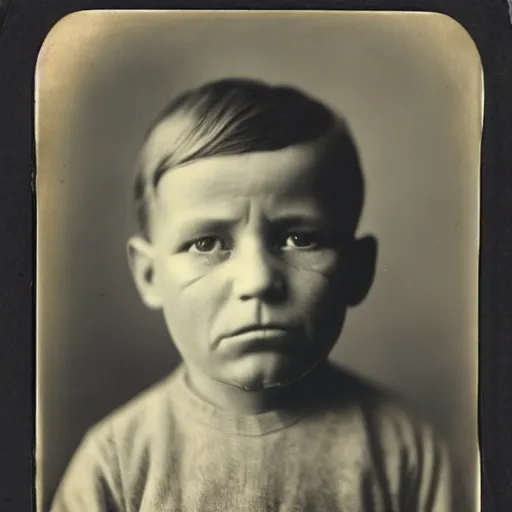 Image similar to facial portrait of a 3 year old boy, 1 9 1 9, ambrotype, by george s. cook, award winning