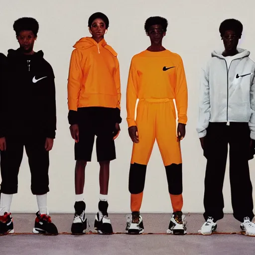 Image similar to realistic photoshooting for a new nike acg lookbook, color film photography, photo in style of tyler mitchell, shusei nagaoka, steven meisel, petra collins, 3 5 mm