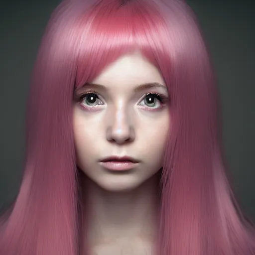 Prompt: A portrait of Nikki from Shining Nikki, a 3d cgi toon young woman with long pink hair, full bangs, amber eyes, full face, light makeup, pale skin, Chinese, medium shot, mid-shot, soft focus, 4k, trending on artstation