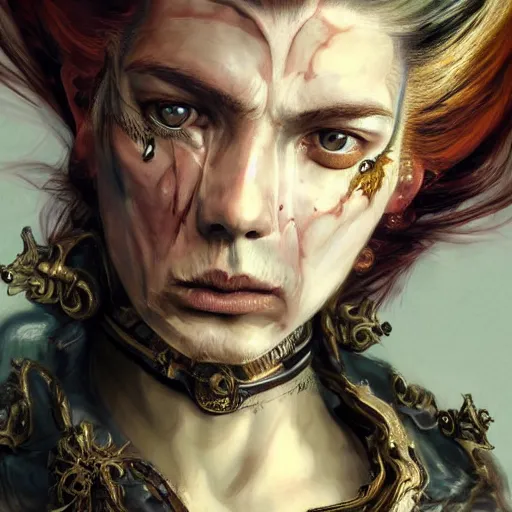 Image similar to portrait, headshot, insanely nice hair style, dramatic hair color, digital painting, of a old 17th century, old cyborg merchant, amber jewels, baroque, ornate clothing, scifi, realistic, hyperdetailed, chiaroscuro, concept art, art by Franz Hals and Jon Foster and Ayami Kojima and Amano and Karol Bak,